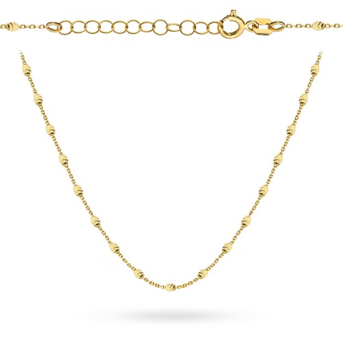 Naszyjnik złoty z diamentowanymi owalnymi elementami