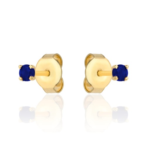 Kolczyki złote centralna niebieska cyrkonia