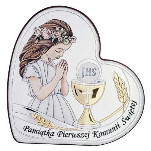 Pamiątka Pierwszej Komunii Świętej serce dziewczynka