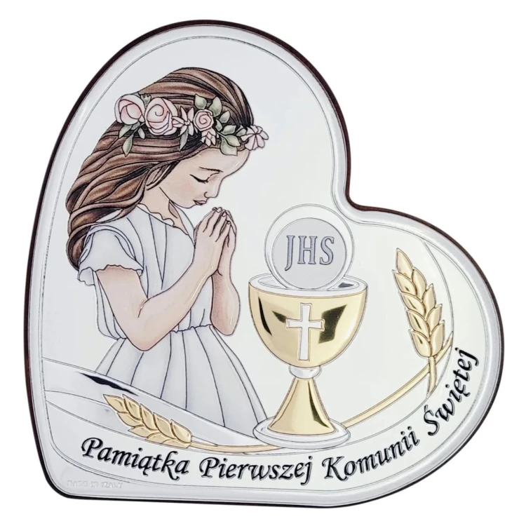 Pamiątka Pierwszej Komunii Świętej serce dziewczynka