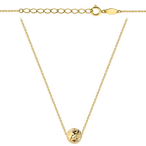 Naszyjnik z diamentowaną złotą kuleczką super lekki 42+3cm