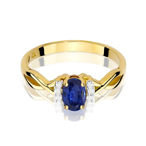 Pierścionek z owalnym Szafirem i brylantami