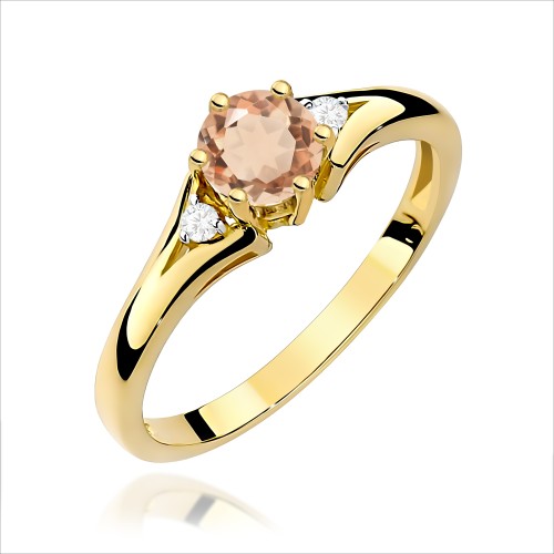 Pierścionek z Morganitem i brylantami