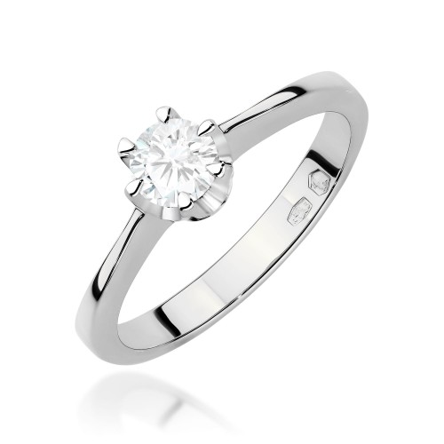 Pierścionek z białego złota z brylantem laboratoryjnym 0,30 ct