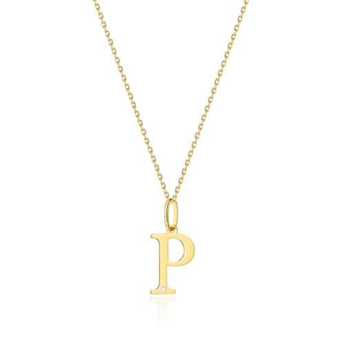 Złoty naszyjnik z literką P z brylantem