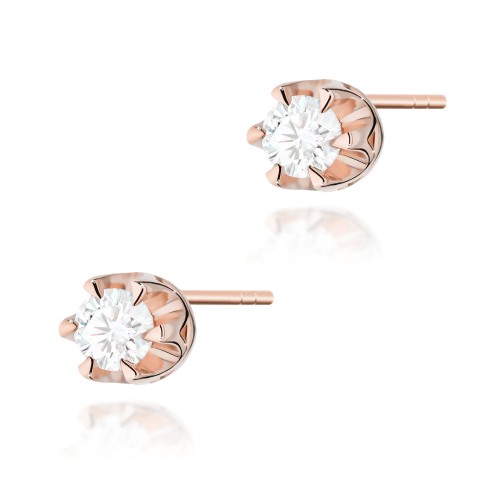 Kolczyki Diament Laboratoryjny 2 x 0,10ct różowe złoto