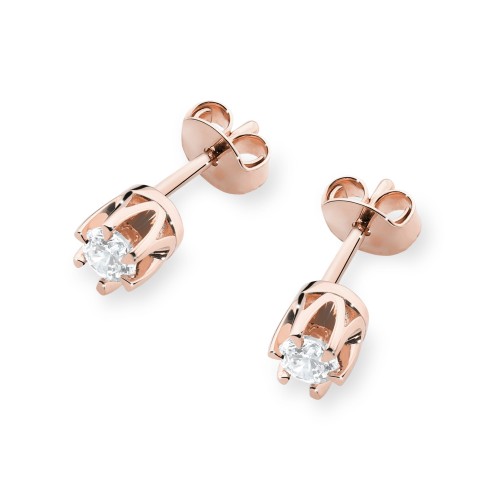 Kolczyki Diament Laboratoryjny 2 x 0,10ct różowe złoto