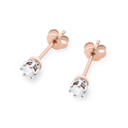 Kolczyki na sztyfcie diament laboratoryjny różowe złoto