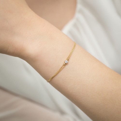 Bransoletka na podwójnym łańcuszku z brylantem