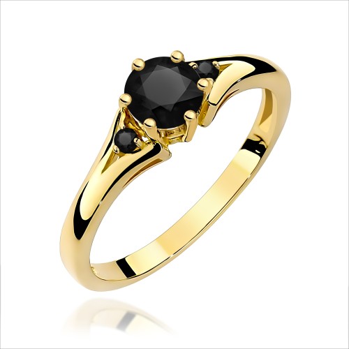 Pierścionek ze złota z czarnymi brylantami