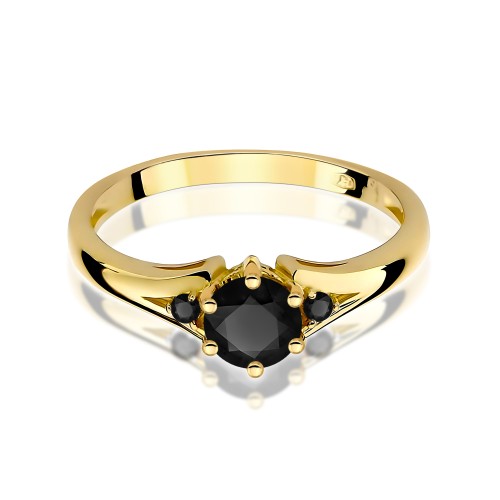 Pierścionek ze złota z czarnymi brylantami