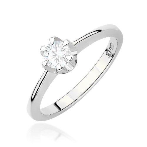 Pierścionek z białego złota z brylantem laboratoryjnym 0,40 ct