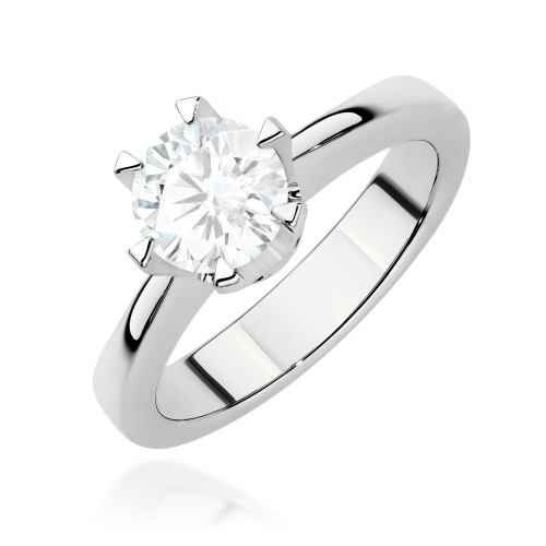 Pierścionek z białego złota z brylantem laboratoryjnym 1,00 ct