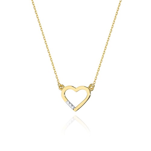 Złoty naszyjnik z serduszkiem z brylantami