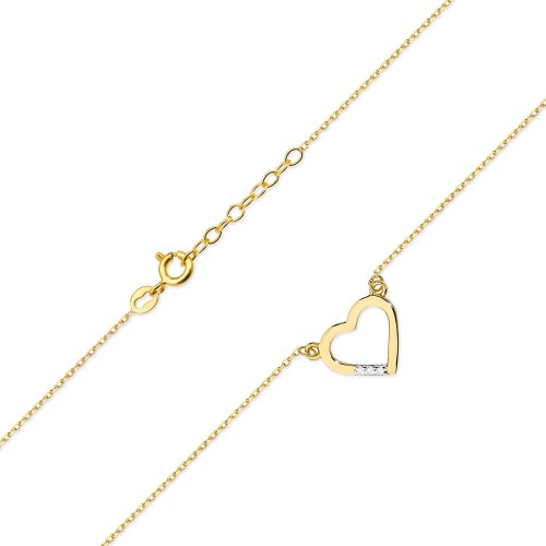 Złoty naszyjnik z serduszkiem z brylantami
