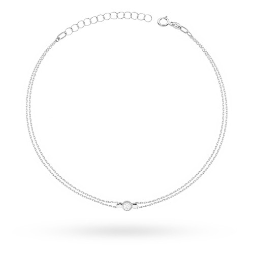 Bransoletka z białego złota na podwójnym łańcuszku z brylantem