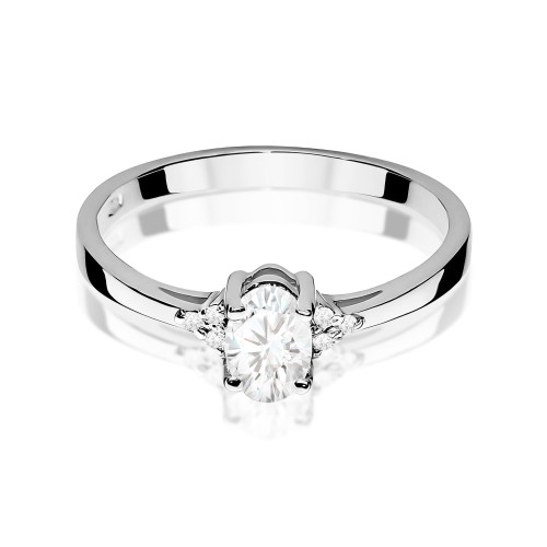 Pierścionek z białego złota biały szafir i brylanty