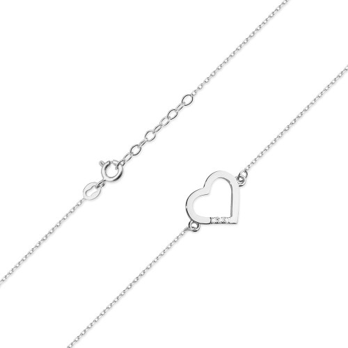 Bransoletka z białego złota z serduszkiem brylanty