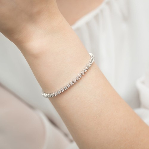 Bransoletka tenisowa z brylatami z białego złota