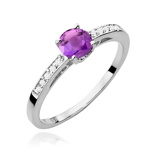 Pierścionek Ametyst 0,50ct białe złoto