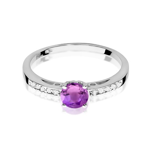 Pierścionek Ametyst 0,50ct białe złoto