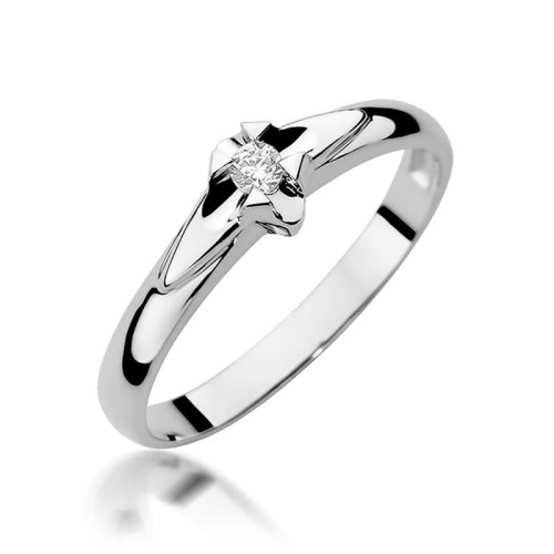 Pierścionek w finezyjnej oprawie Diament 0,04ct białe złoto