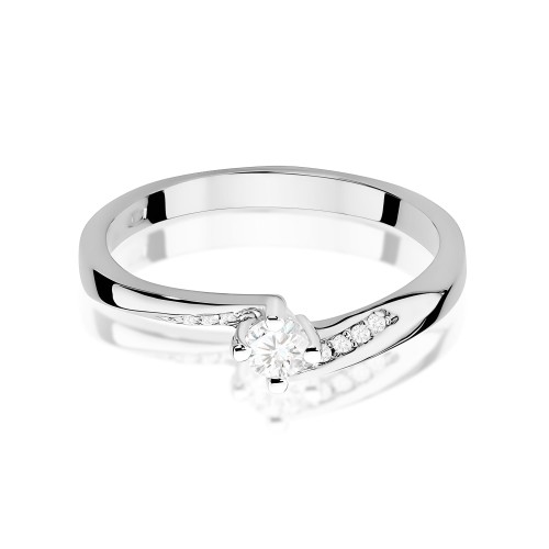 Subtelny pierścionek z brylantami 0,15ct białe złoto