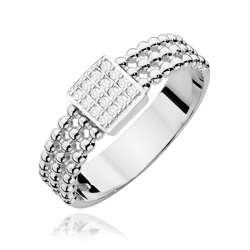 Nowoczesny pierścionek z diamentami białe złoto