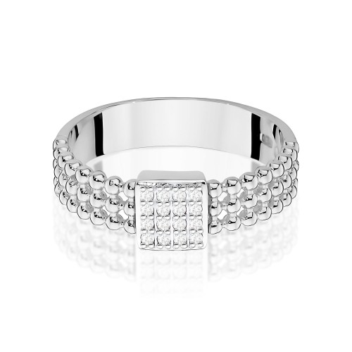 Nowoczesny pierścionek z diamentami białe złoto