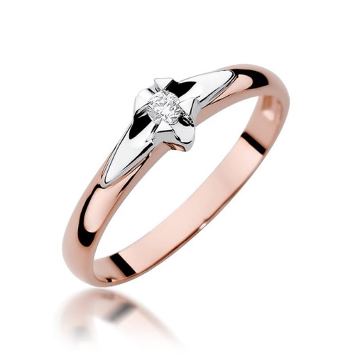 Pierścionek Diament 0,04ct różowe złoto