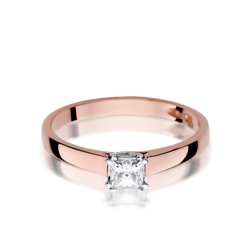 Pierścionek z kwadratowym brylantem 0,30ct różowe złoto
