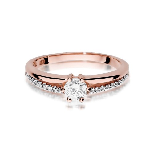 Pierścionek z podówjną szyną z brylantami 0,30ct różowe złoto