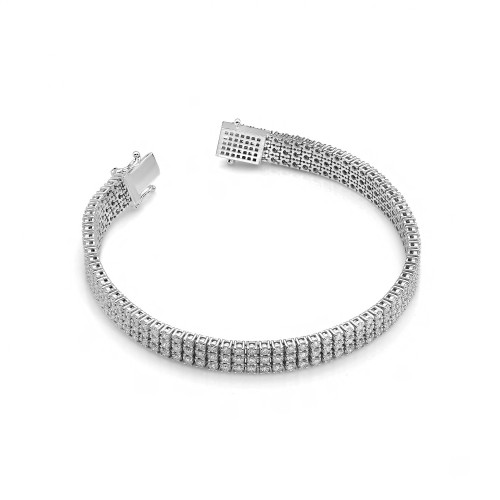 Bransoletka z diamentami trzy rzędy z białego złota