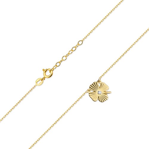 Złota celebrytka koniczynka z brylantem