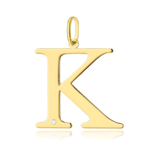 Złota zawieszka litera K z brylantem
