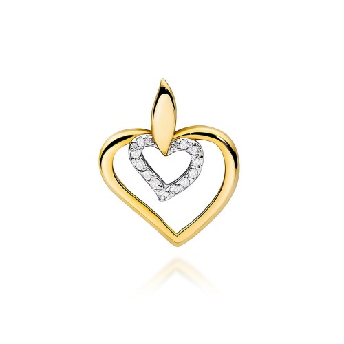 Złota zawieszka brylantowe serduszko