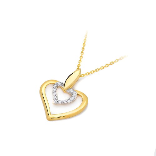 Złota zawieszka brylantowe serduszko