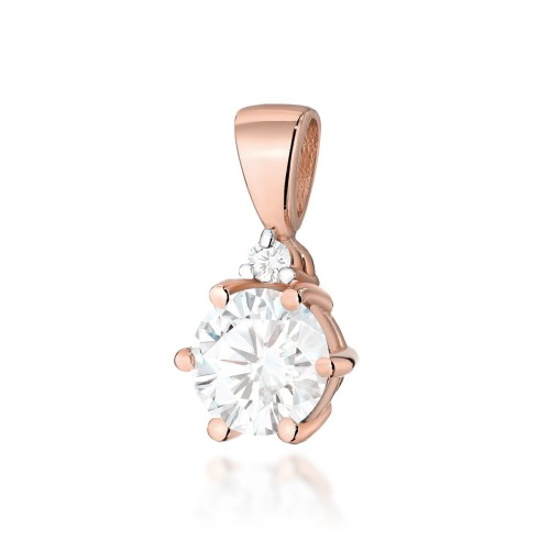 Zawieszka z Białym Szafirem i Brylantem z różowego złota