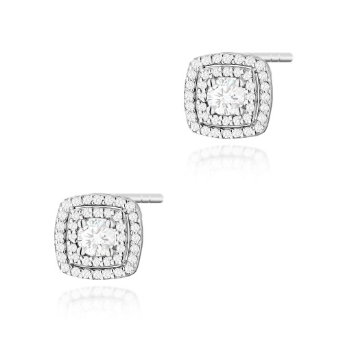 Kolczyki z białego złota w kształcie kwadratów z Brylantami