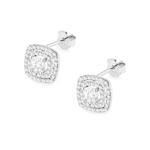 Kolczyki z białego złota w kształcie kwadratów z Brylantami