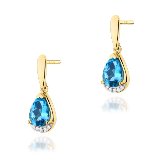 Złote kolczyki z topazem i brylantami