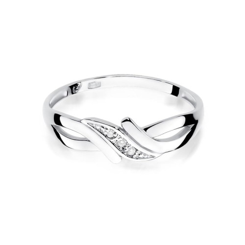 Pierścionek z białego złota z wstawką z brylantami