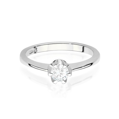 Pierścionek z białego złota z brylantem laboratoryjnym 0,40 ct