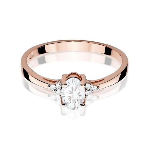 Pierścionek z różowego złota z białym szafirem i brylantami