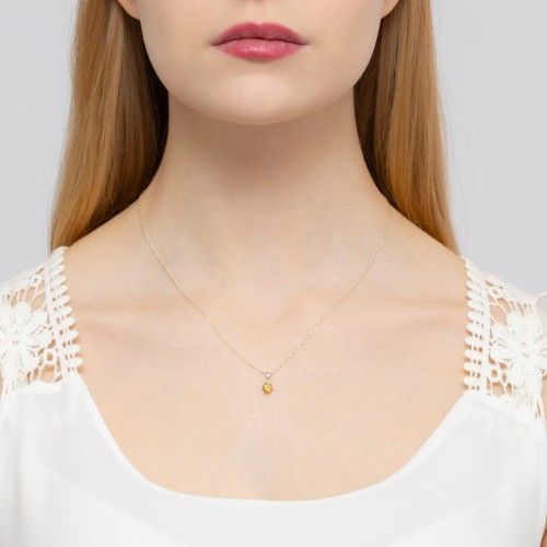 Zawieszka z Cytrynem i Brylantem z białego złota