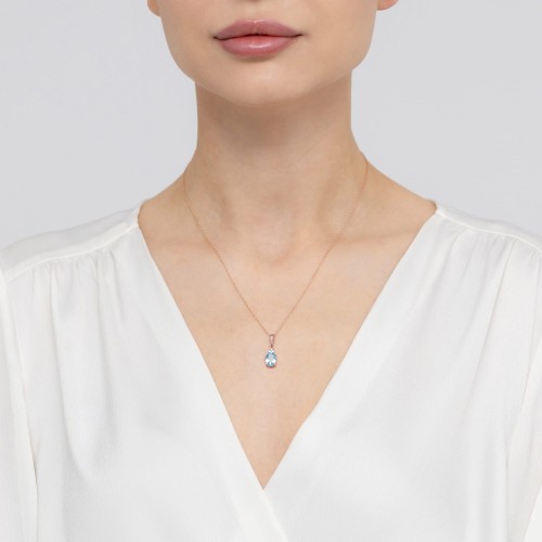 Zawieszka z Topazem i Brylantami owalna z różowego złota