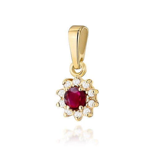 Zawieszka z Rubinem i Brylantami kwiatek