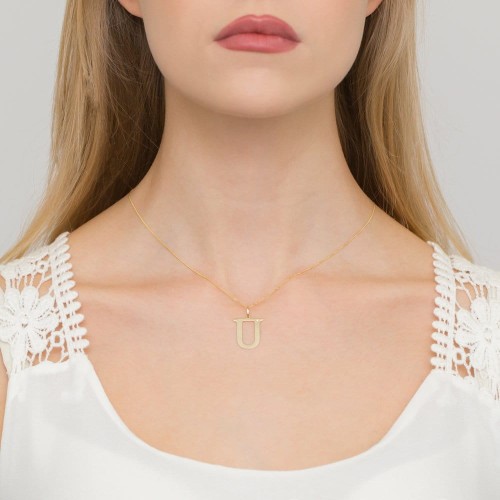 Złota zawieszka litera U