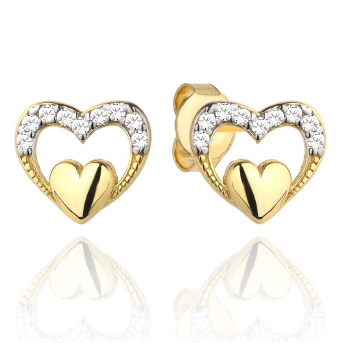 Kolczyki serduszko w sercu z cyrkonii