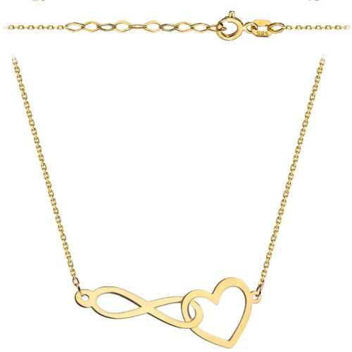 Celebrytka naszyjnik splecione serce i nieskończoność super lekka
